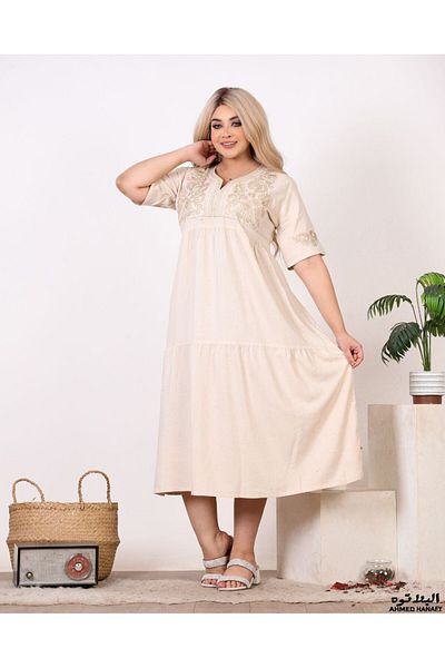 Genrics Comfortable, flowing, embroidered cotton reception jalabiya, below the knee