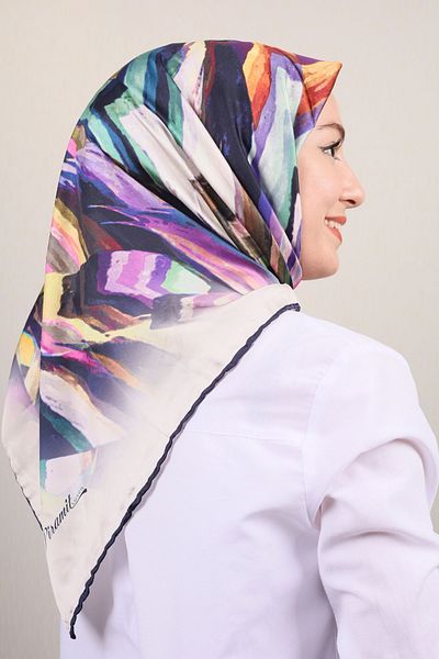 PİRAMİT Φουλάρι από ρεγιόν με μοτίβο Pyramid Luxer - Pattern-07 - Color-12