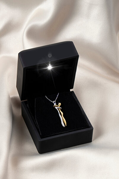 Elika Silver Işıklı Kutuda Birbirine Sarılan Çift Sevgili Gümüş Kolye | 925 A...