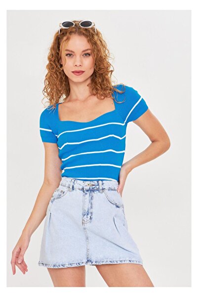 TIFFANY&TOMATO Geniş Yaka Çizgili Body