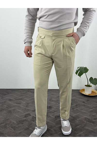 T&M Vertino Buckle Detailed High Waist Italian Pants