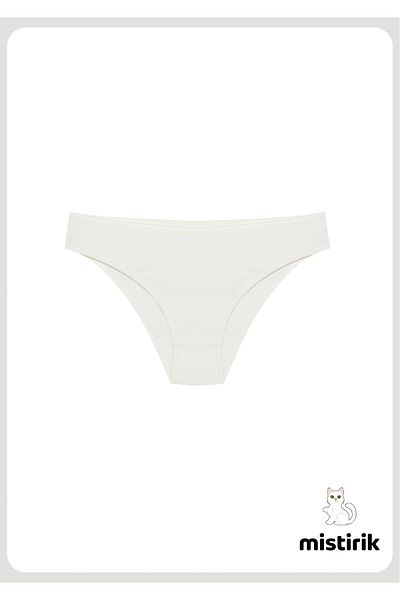 MİSTİRİK Taranto Model Ribbed Cotton Slip Flexible Comfortable Breathable Underpants White Color