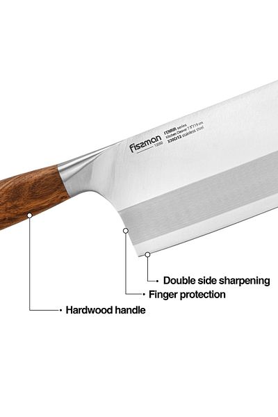 Fissman Kitchen Cleaver Knife 7.5'' with Steel Pommel Damascus Pattern 420J2 Stainless Steel