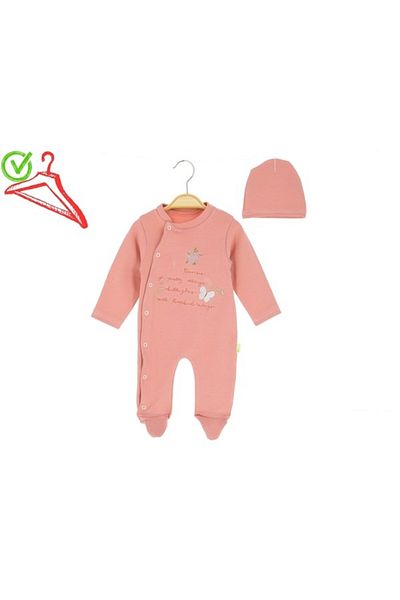 Hayat 165-02-25 Baby Girl Hat Butterfly Embroidered Jumpsuit 3/12 Months