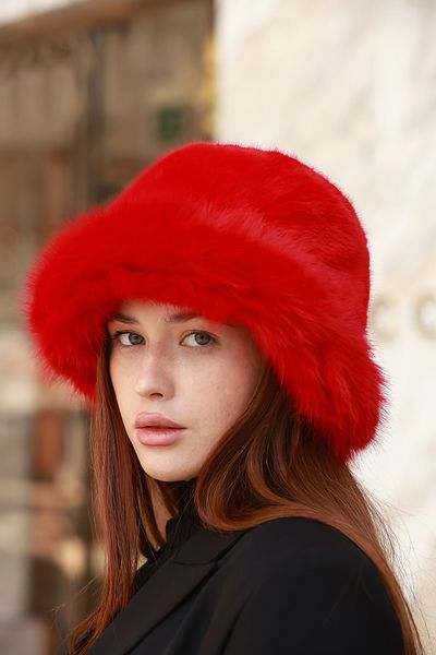 Luminos Butik Red Thick Plush Heart Hat Beanie - Warm Stylish Outdoor Cold Protection Spk1143