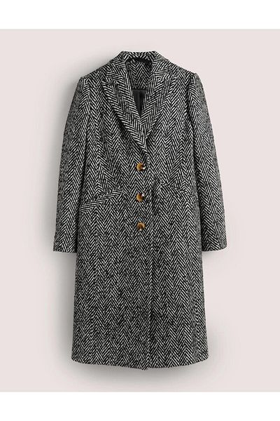 Toridas Fish Back Pattern Cashew Cashmere Coat Fleece-Lined