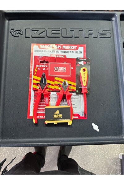 İzeltaş 160MM ELEKTİRİKÇİ PENSE,140MM ELEKTİRİKÇİ YANKESKİ,4,5X80 ELEKTİRİKÇİ YILDIZ UÇLU TORNAVİDA.