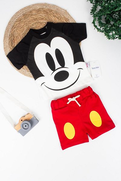 TRENDİMİZBİR Mouse Printed Shorts Set for Baby Boy