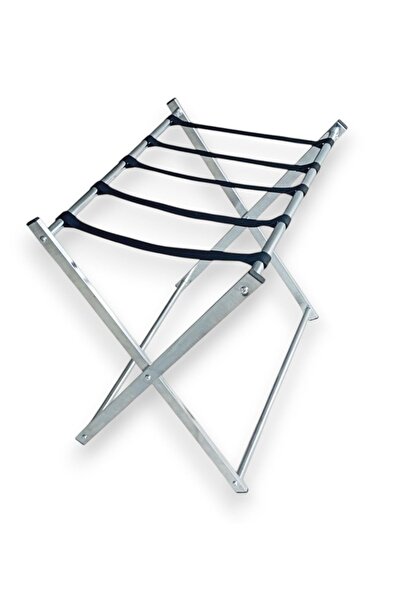 PRADO -TEKNOR Metal Lüks Otel Odası Valizlik Katlanabilir Demonte Bavulluk Paslanmaz Krom