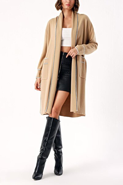 SOCIETA Taş Kemerli uzun yün triko hırka 28874