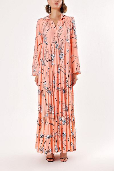SOCIETA Salmon Gathered Loose Fit Dress 94033
