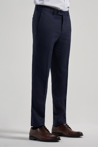 İmza Koyu Lacivert Esnek Yandan Cepli Slim Fit Classic Pantolon 1003250160