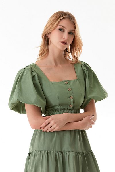 Fulla Moda Φόρεμα με μπαλόνι με ελαστική μέση και χαμηλή πλάτη