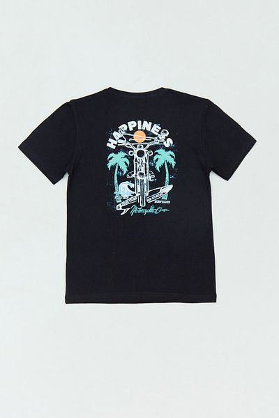 Fulla Moda 100% Cotton Back Happiness Printed Boys' T-Shirt