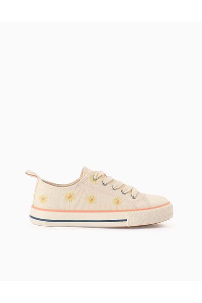 Ziddy Trainers with Flowers for Girls '50's Sneakers', Beige