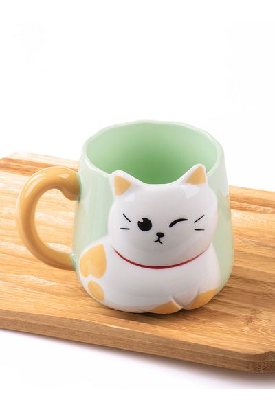 MUKKO HOME 3D Embossed Cat Porcelain Mug – 450 ml Large Capacity, Stylish and Fun Design