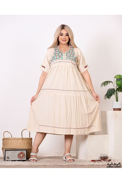 Genrics Comfortable and flowing embroidered cotton midi jalabiya