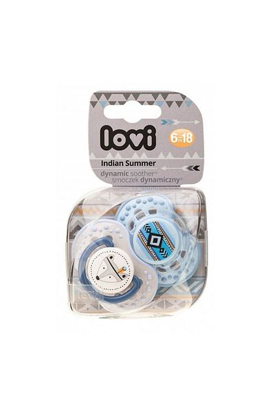 LOVI Dynamic Soother Silicone 6-18Months Indian Summer Boy - Blue, Pack of 2