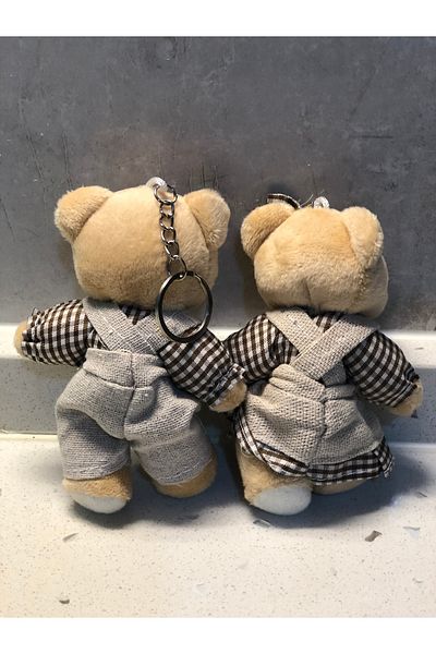 TOPROCKSTORE Teddy Bear in Dress and Overalls - Plush Toy and Keychain Sleeping Companion 12 cm