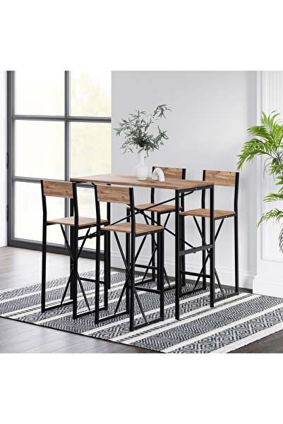 eportatif 4 Kişilik Gzl Bar Masa Bar Sandalye Yemek Masa Sandalye Takımı Çam ...