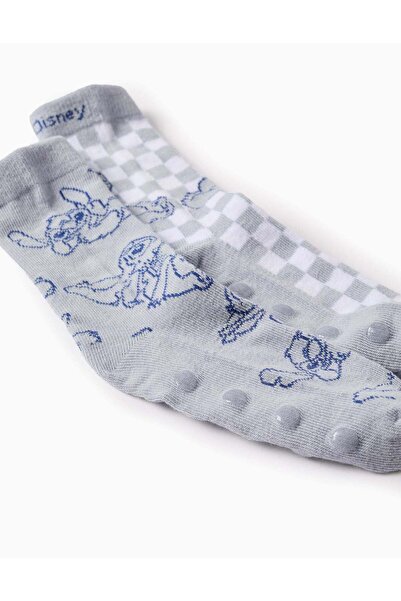Ziddy Pack 2 Pairs of Non-Slip Socks for Girls 'Stitch', Blue