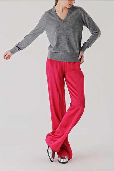 SOCIETA Gray V-Neck Wool Knitwear Sweater 28869