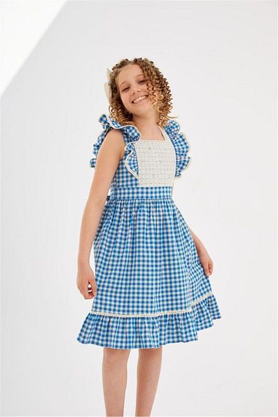 Hilal Akıncı Kids Rochie țesută cu model Gingham pentru fetiță