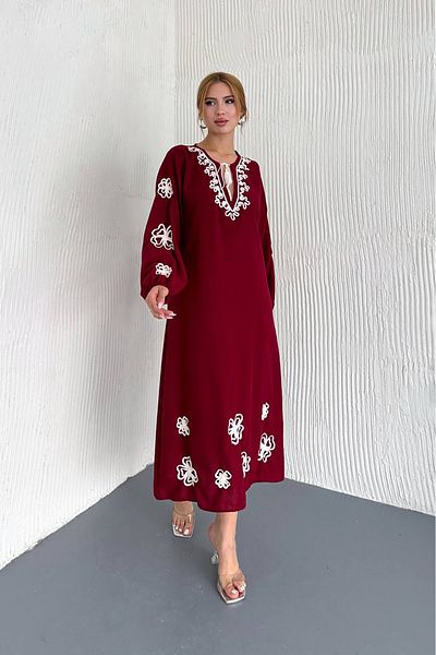 Neşeli Butik rochie de in broderie de vara pentru femei NBK4149
