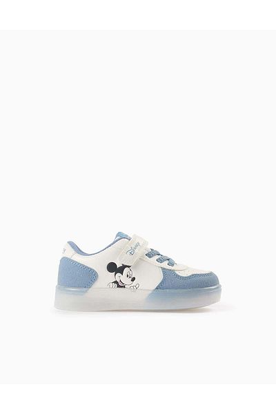 Ziddy Light-up Trainers for Baby Boys 'Mickey', White/Blue