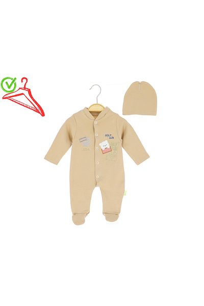 Hayat 165-02-25 Baby Boy Hat Embroidered Jumpsuit 3/12 Months