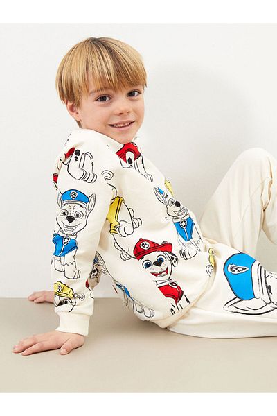 LC Waikiki Lcw Crew Neck Printed Boys Sweatshirt and Sweatpants Bottom 2-Piece Set