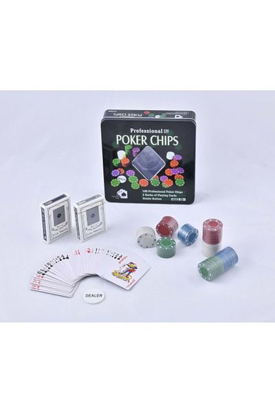 E BULURUM Poker Game 100 Chips and 2 Playing Cards Set Poker Game No 1