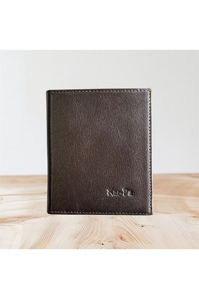 Kar-Pa Genuine Leather Brown Vertical Wallet