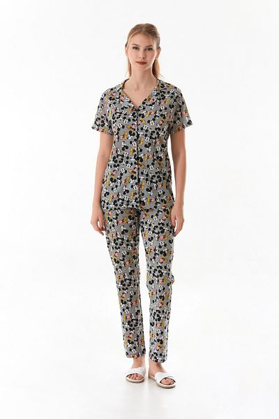 Fulla Moda Character Printed Shirt Collar Pajama Set