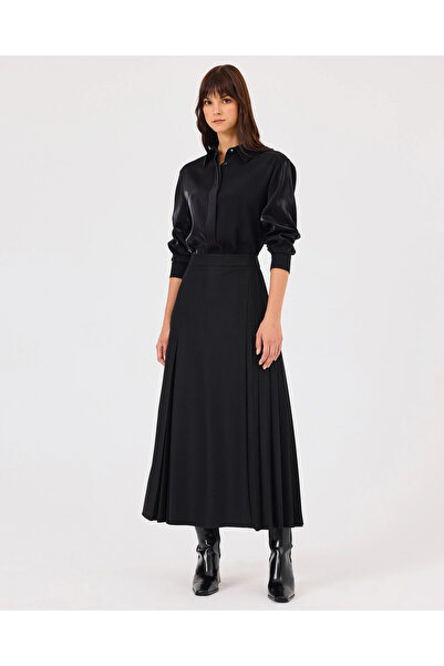 SCL Plise Detaylı Midi Boy Etek