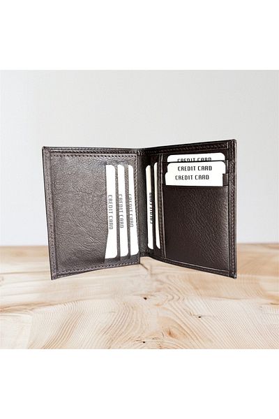 Kar-Pa Genuine Leather Brown Vertical Wallet