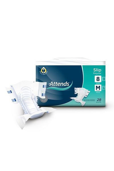 attends Slip Regular 8 Medium Size Adult Pads, Quick Absorbent - 28 Pieces