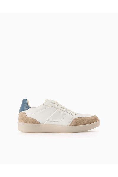 Ziddy Combined Trainers for Boys, White/Beige