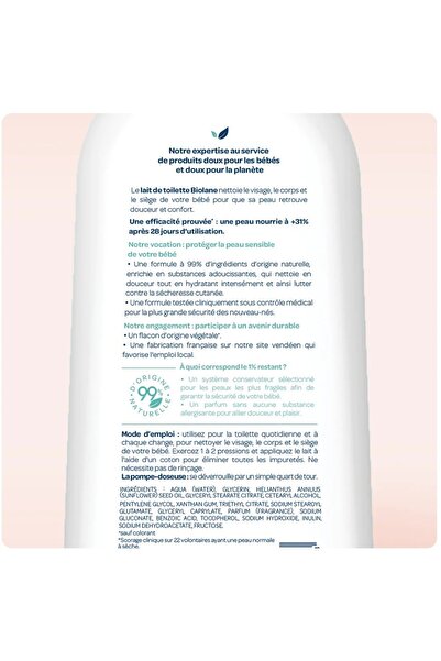 Biolane Gentle Cleansing Milk - To Moisturize & Nourish Baby Skin | 750Ml