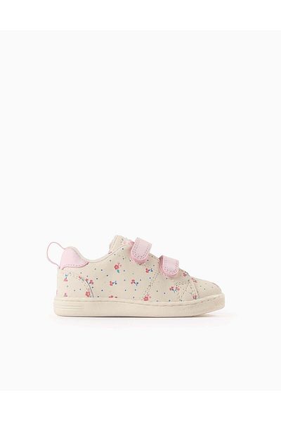 Ziddy Floral Trainers for Baby Girls, Beige/Pink