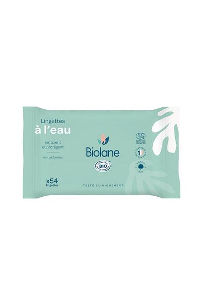 Biolane Organic Water-Based Wipes – For Gentle Cleansing And Protection | 54 Sheets