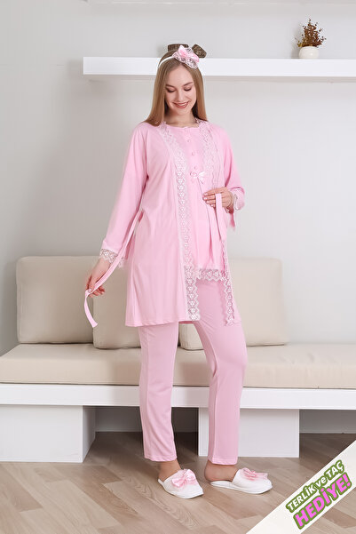 ERDENİZ TEKSTİL Set pijamale de maternitate - dungi din dantela cu nasturi po...