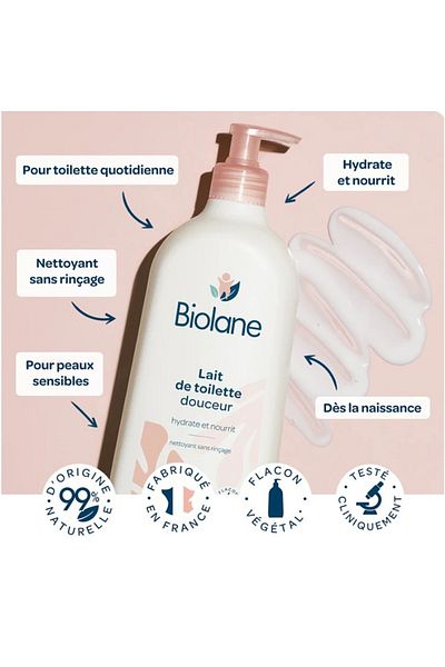 Biolane Gentle Cleansing Milk - To Moisturize & Nourish Baby Skin | 750Ml