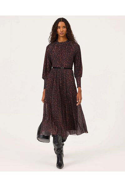 SEÇİL Stand Collar Belted Midi Dress