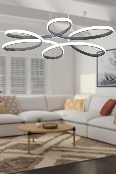 Dekorluna Flora Füme Modern Sarkıt Beyaz Işık Salon Mutfak Oda Hol Ledli Avize