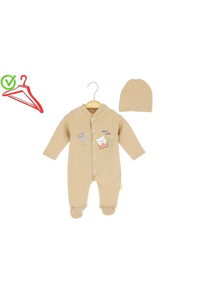 Hayat 165-02-25 Baby Boy Hat Embroidered Jumpsuit 3/12 Months