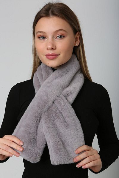Luminos Butik Gray Plush Neck Collar Scarf - Soft Furry, Fashion and Warm for Cold Weather Accessory Byn01