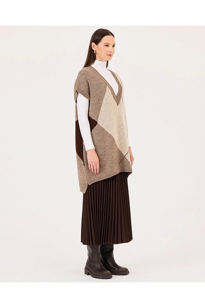 SEÇİL Block Transition V-Neck Knitwear Sweater