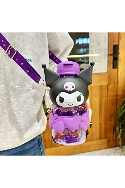 synshop Kuromi Sanrio Figure 850 ml Water Bottle Flask Tritan Harmless to Health