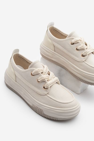 Marjin Damen Sneaker - Schnürer Leinen Sneakers Rotvi Ecru